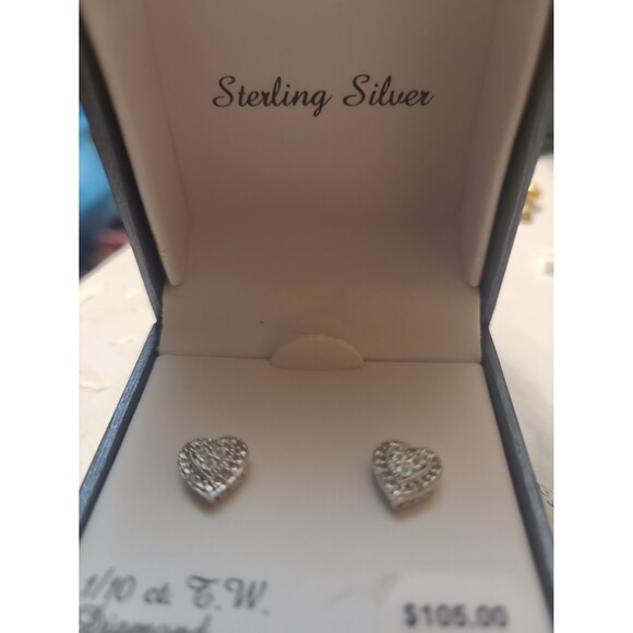 Sterling Silver Heart Stud Earring - Picture 1 of 3